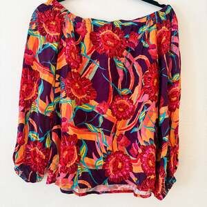 Anthropologie Floral Butterfly Puff Sleeve Blouse medium
